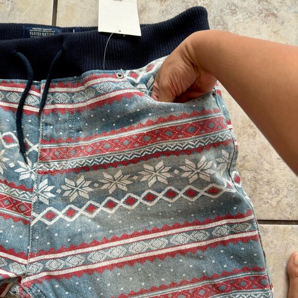 Parish Nation Men’s Jean Jogger Drawstring Fair Isle Pants size Large NWT - Picture 8 of 10